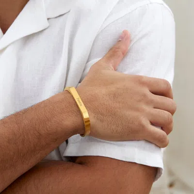 Evesaddiction Engravable Men's Brushed Stainless Steel Rectangle Cuff Bracelet In Black