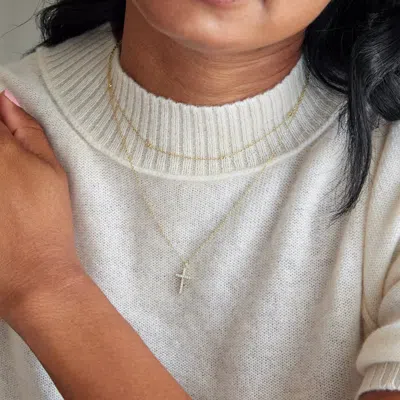 Evesaddiction Cz And Cross Layered Necklace Set In Gold