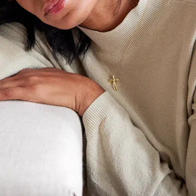 Evesaddiction Cz Looped Heart Cross Pendant In Gold