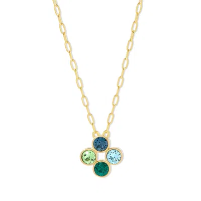 Evesaddiction Custom Paperclip Chain Flower Bezel Birthstone Necklace In Green