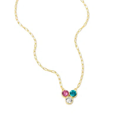 Evesaddiction Custom Paperclip Chain Flower Bezel Birthstone Necklace In Green