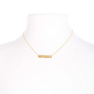 Evesaddiction Engravable Petite Name Bar With Diamond Heart In Gold