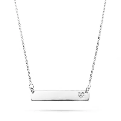 Evesaddiction Engravable Petite Name Bar With Diamond Heart In Gold