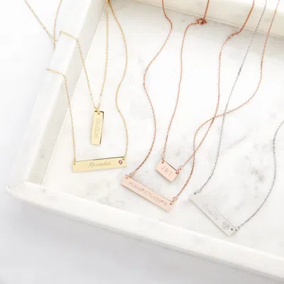 Evesaddiction Engravable Petite Name Bar With Diamond Heart In Gold