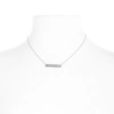 Evesaddiction Engravable Petite Name Bar With Diamond Heart In Gold