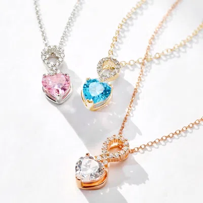 Evesaddiction Infinity Custom Heart Birthstone Necklace In Gold