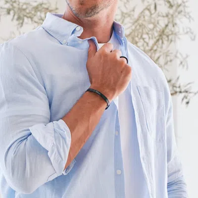 Evesaddiction Men's Engravable Brushed Stainless Steel Cuff Bracelet In Black