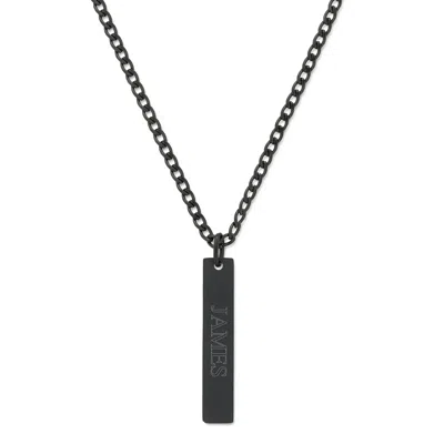 Evesaddiction Men's Engravable Stainless Steel Vertical Pendant In Black