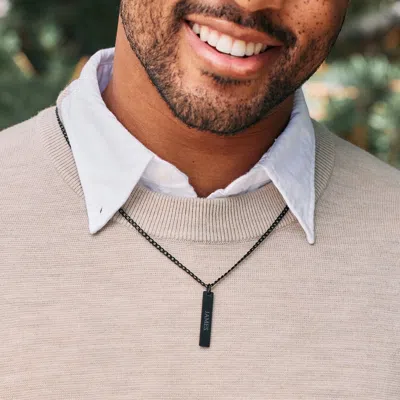 Evesaddiction Men's Engravable Stainless Steel Vertical Pendant In Black