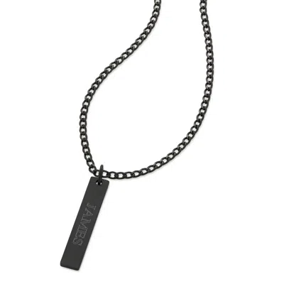 Evesaddiction Men's Engravable Stainless Steel Vertical Pendant In Black