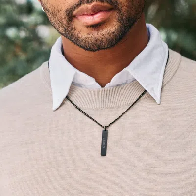 Evesaddiction Men's Engravable Stainless Steel Vertical Pendant In Black