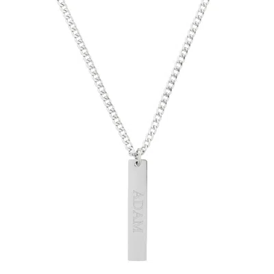 Evesaddiction Men's Engravable Stainless Steel Vertical Pendant - Steel In Silver