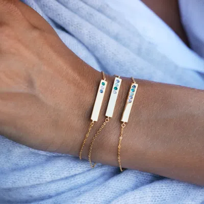 Evesaddiction Custom Birthstone Bar Bracelet In Silver