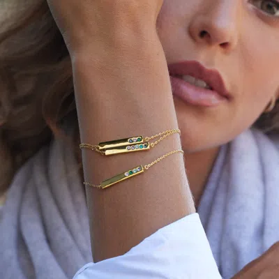 Evesaddiction Custom Birthstone Bar Bracelet In Silver