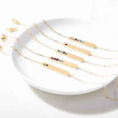 Evesaddiction Custom Birthstone Bar Bracelet In Silver