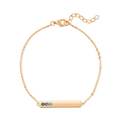 Evesaddiction Custom Birthstone Bar Bracelet - Rose Gold / 3 In Gold