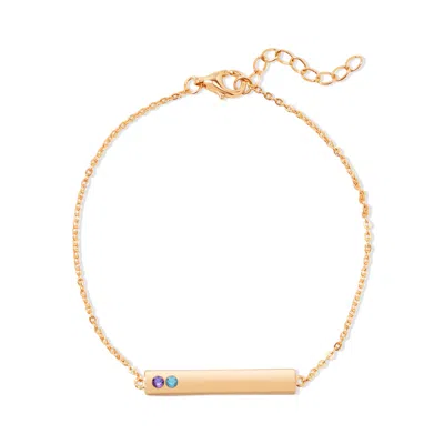 Evesaddiction Custom Birthstone Bar Bracelet - Rose Gold / 2 In Gold