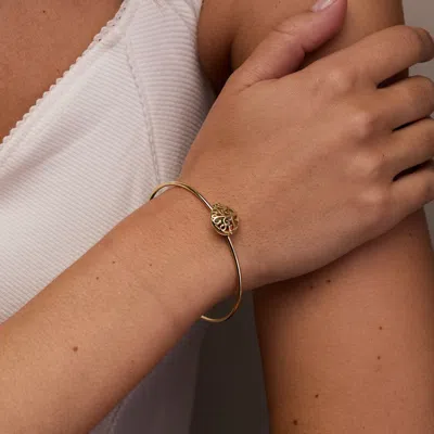 Evesaddiction Custom Family Tree Round Birthstone Cuff Bracelet In Gold