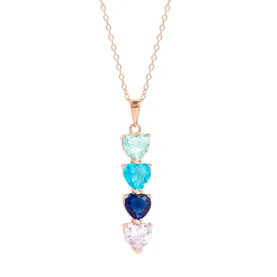Evesaddiction Custom Heart Drop Birthstone Necklace - Rose Gold / 4 In Gold