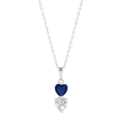 Evesaddiction Custom Heart Drop Birthstone Necklace - Silver / 2 In Metallic
