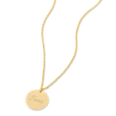 Evesaddiction Engravable Round Tag Pendant In Gold