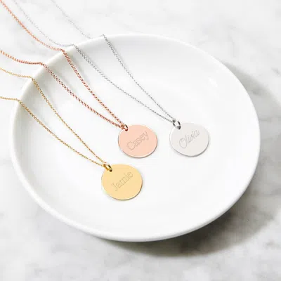 Evesaddiction Engravable Round Tag Pendant In Gold