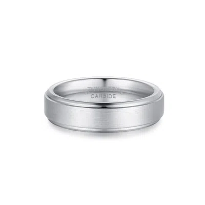 Evesaddiction Engraved Raised Center Tungsten Ring - 6mm / 9 In Silver