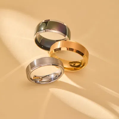 Evesaddiction Engraved Raised Center Tungsten Ring In Silver