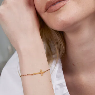 Evesaddiction Sideways Cross Bolo Bracelet In Gold