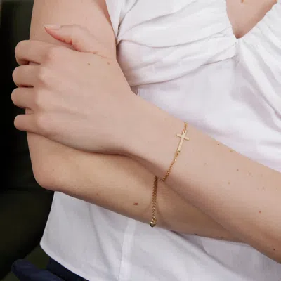 Evesaddiction Sideways Cross Bolo Bracelet In Gold