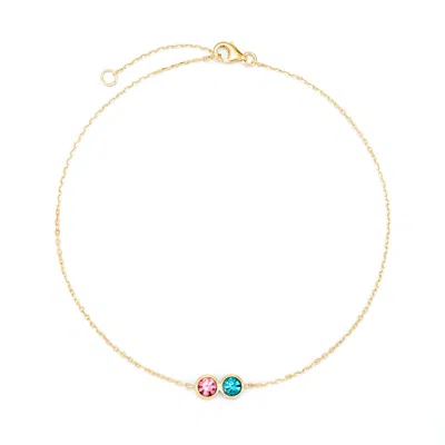 Evesaddiction Custom Bezel Set Birthstone Anklet In Gold