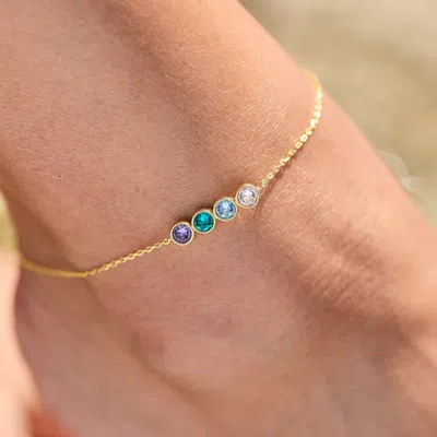 Evesaddiction Custom Bezel Set Birthstone Anklet In Gold