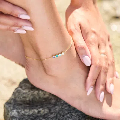 Evesaddiction Custom Bezel Set Birthstone Anklet In Gold