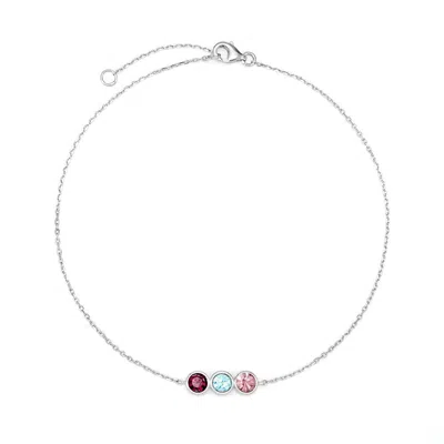 Evesaddiction Custom Bezel Set Birthstone Anklet - Silver / 3 In Silver
