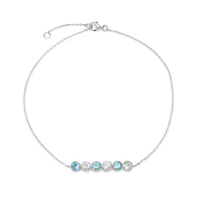 Evesaddiction Custom Bezel Set Birthstone Anklet - Silver / 6 In Silver