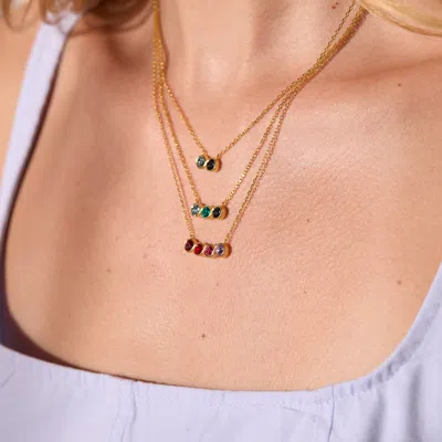 Evesaddiction Custom Birthstone Bezel Set Necklace In Gold