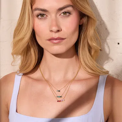Evesaddiction Custom Birthstone Bezel Set Necklace In Gold