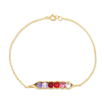 Evesaddiction Custom Birthstone Pea In A Pod Bracelet - Gold / 6 In Gold