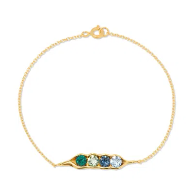 Evesaddiction Custom Birthstone Pea In A Pod Bracelet - Gold / 4 In Gold