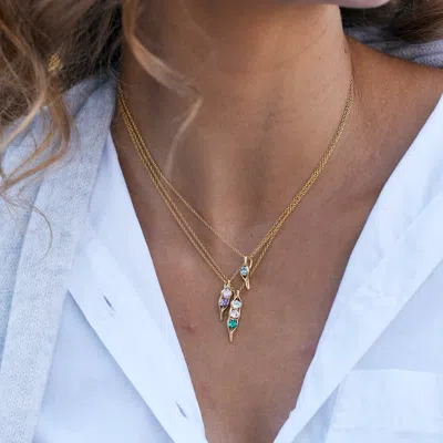 Evesaddiction Custom Birthstone Pea In A Pod Necklace In Gold
