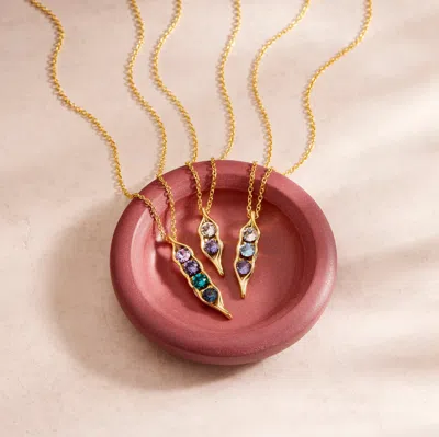 Evesaddiction Custom Birthstone Pea In A Pod Necklace In Gold