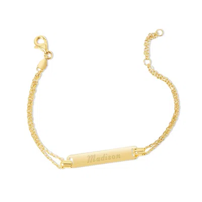 Evesaddiction Engravable Baby Name Bar Bracelet In Gold