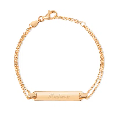 Evesaddiction Engravable Baby Name Bar Bracelet In Gold