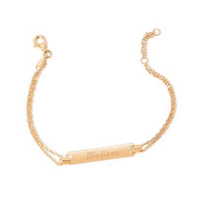 Evesaddiction Engravable Baby Name Bar Bracelet In Gold