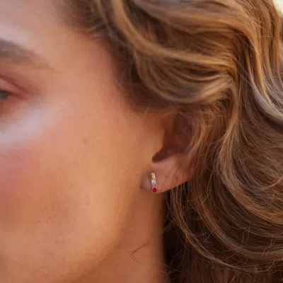 Evesaddiction Custom Bar Birthstone Earrings In Gold