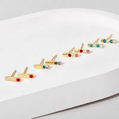 Evesaddiction Custom Bar Birthstone Earrings In Gold