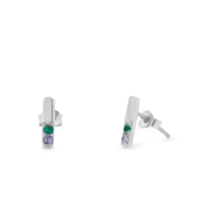 Evesaddiction Custom Bar Birthstone Earrings - Silver / 2 In Metallic
