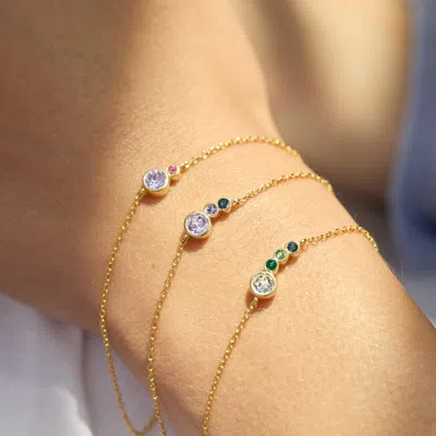 Evesaddiction Custom Mother And Children Birthstone Bracelet In Gold