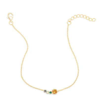 Evesaddiction Custom Mother And Children Birthstone Bracelet In Gold