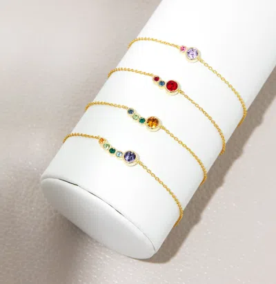 Evesaddiction Custom Mother And Children Birthstone Bracelet In Gold